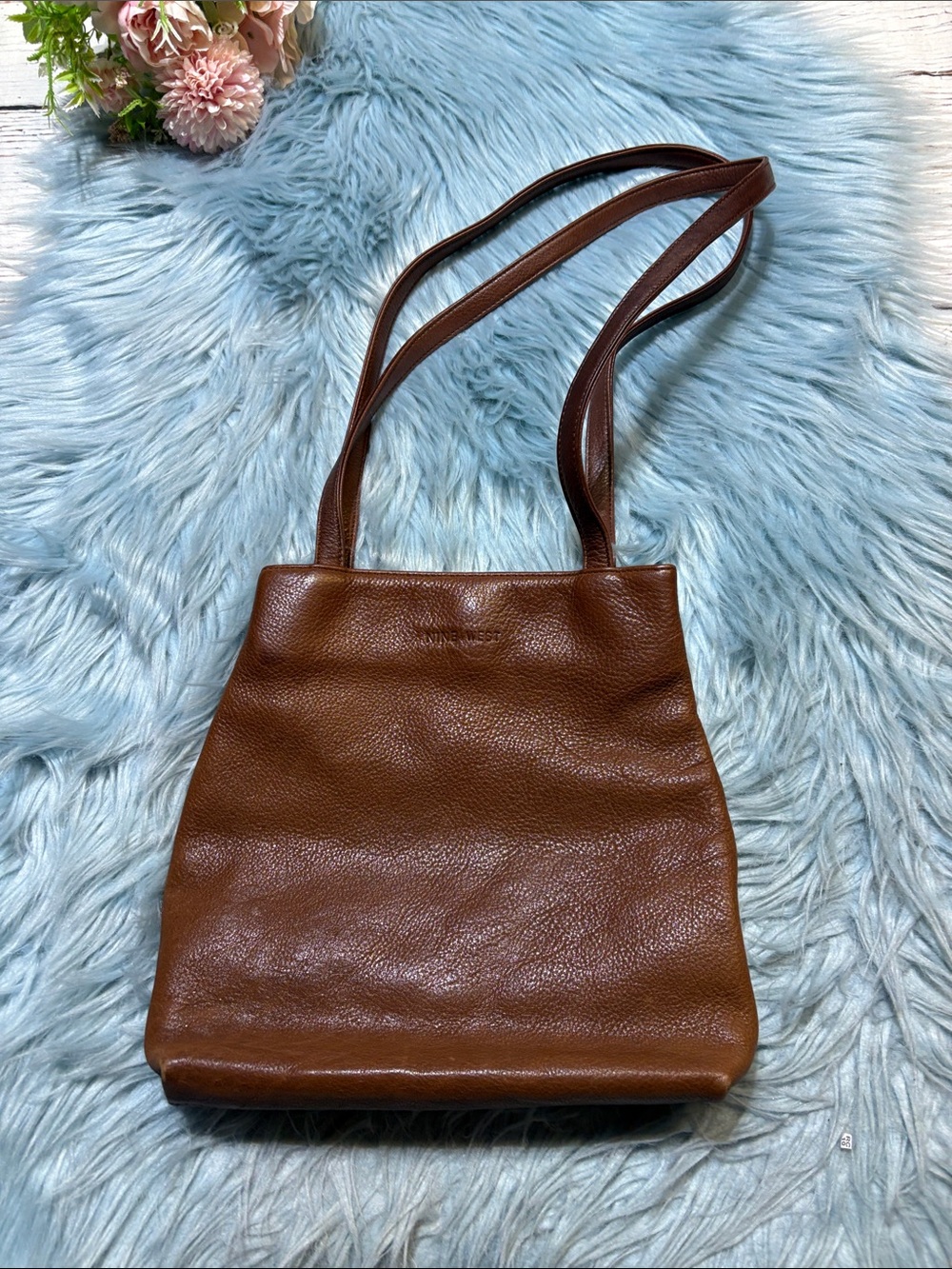Nine West Classic Brown Leather Shoulder Bag